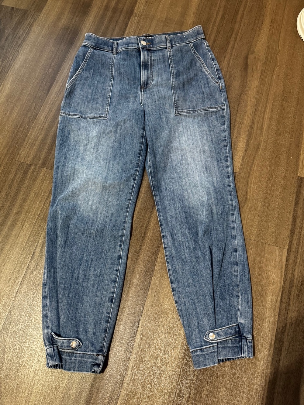 Express Women's Boyfriend Jeans in Washed Blue Denim